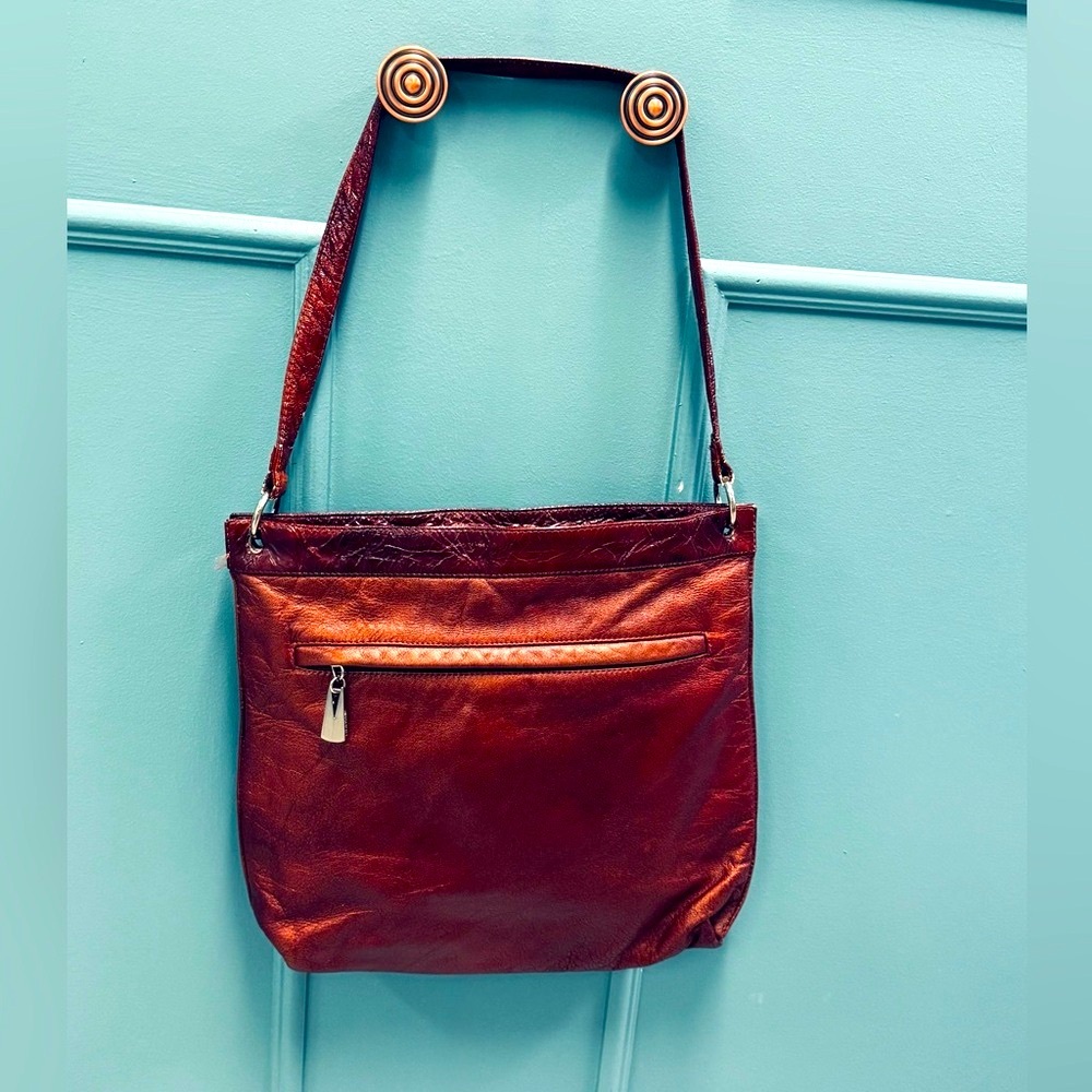 🆕 Liza Ganz copper color large leather shoulder bag